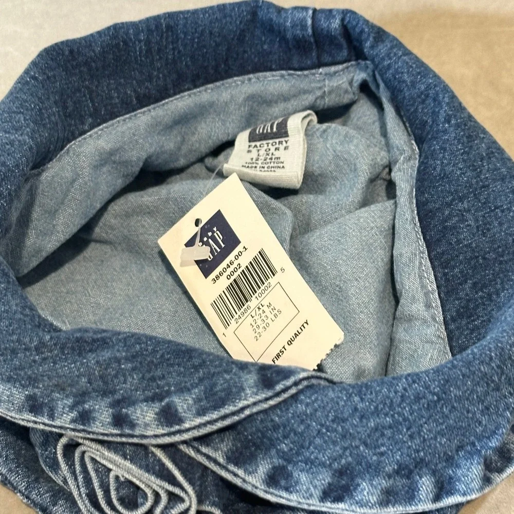 Baby Gap Denim Dress and Hat‎ Set Blue Vintage 80s 12-18M NWT 446098-00-1